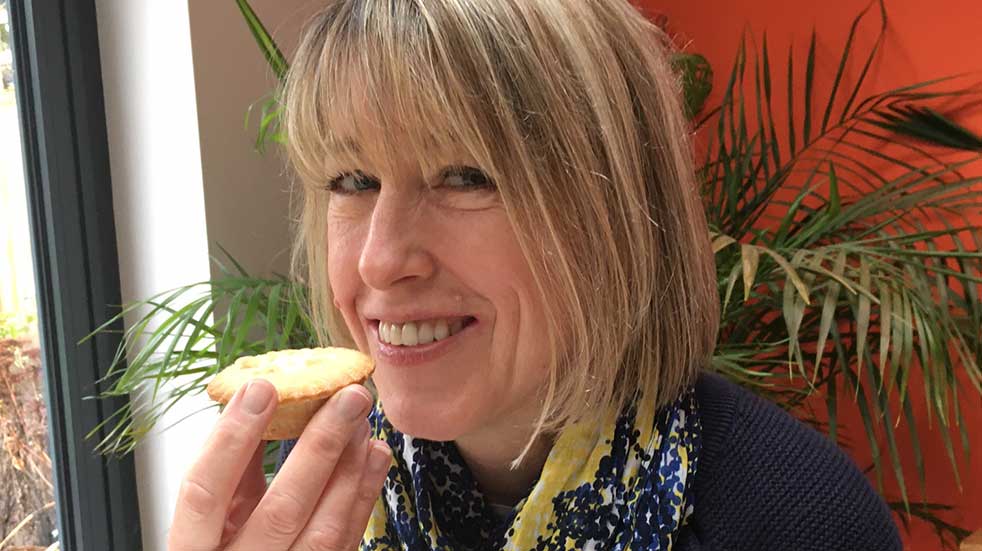 Mince pie taste test woman eating mince pie